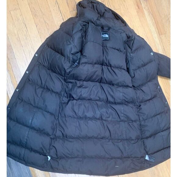The North Face Arctic Hyvent Down brown Hooded Parka LONG JACKET COAT sz S - Picture 6 of 9
